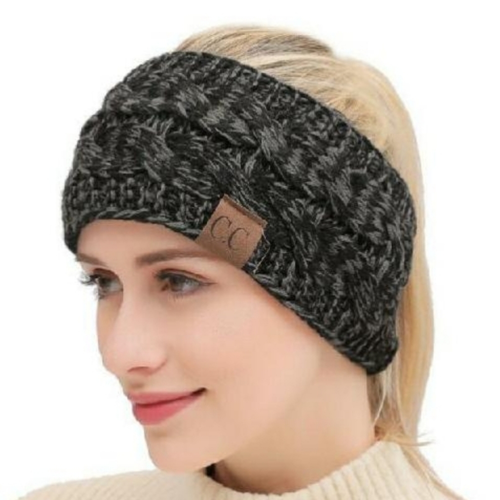 C.C unisex hand knit confetti gray head ear warmer